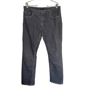 Prana Flannel Lined Jeans Women 14 Gray Straight Leg Red Plaid Lined Outdoor